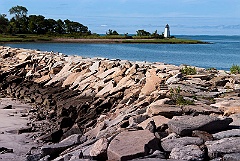 Breakwater Leads to Black Rock Harbor Lighthouse